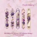Retro Purple Dreamy floral PET stickers for scrapbooking, set of 15 vintage flower sheets - Dreamy Purple