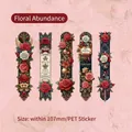 Retro PET floral stickers with roses and Christmas bells for journaling decoration - Flower Cluster - Gold
