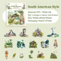 South American theme PET stickers featuring Mayan pyramids and tropical plants, 30 pack - South American Style