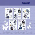 Dreamy purple retro anime boy stickers for scrapbooking made of washi PET 10 sheets - Purple Style (Jingcai)