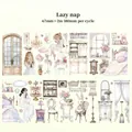 Nastro decorativo in PET serie Lazy Nap con illustrazioni ad acquerello vintage - Pisolino Pigro