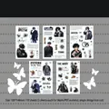 Anime boy themed DIY stickers set including 10 sheets of washi and PET materials - Grey Style (Pianpian)