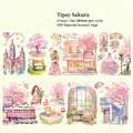 Nastro in PET opaco con illustrazioni di fiori di ciliegio e motivi di ragazze 67mm x 2m - Campo di Sakura Allegro