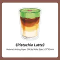 Note adesive a forma di latte al pistacchio stile acquerello tema caffè 30 fogli - Latte al Pistacchio