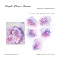 Purple floral PET stickers with 3D silver stamping for journaling and DIY crafts - Purple Flower Dream