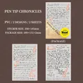 Vintage PVC transfer stickers set with quill pen and retro manuscript designs - Pen Tip Notes
