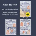 Vintage industrial PVC transfer stickers set with old newspaper and ink bottle motifs - Ink Marks