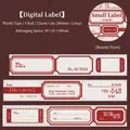 Vintage-Washi-Tape in Rot-Weiß mit nummerierten Etiketten und Datum für Journaling - Nummernetikett