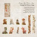 Orange flower and vine PET stickers with ladder theme for DIY journal decoration - Orange Red Flower Steps