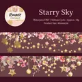 Romantic Star Lamp PET tape with pink cherry blossoms and golden star lights - Starry Sky