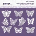 Retro floral stickers featuring 10 white butterfly designs with 3D embossed texture - Snow Butterfly