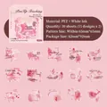 Pink PET watercolor stickers set with 15 unique floral patterns and 30 pieces total - Heart Trace