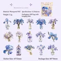 Blue iris floral waterproof PET stickers set for DIY scrapbooking with vintage bottles - Mystic Iris