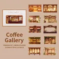 Set de pegatinas de PET y papel washi Galería de Café con 10 diseños arquitectónicos retro - Galería de Café