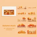 Pack de pegatinas PET tema otoño con árboles dorados, hojas secas y bosques - Música de Otoño