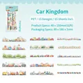 Car Kingdom PET stickers set with 15 cartoon vehicle designs for DIY scrapbooking - Car Kingdom