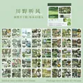 Set di 40 adesivi washi tema foresta naturale con motivi botanici e paesaggi verdi - Vento nel Deserto del Fiume