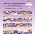 Purple Aurora Prism PET tape with gold foil marble pattern and mystical moon design - Purple Moon