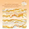 Auroral Prism PET tape with golden hot stamping for DIY journaling decor 65mm x 2m - Solar Brilliance