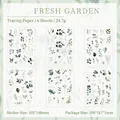 Set di adesivi decorativi Giardino Fresco con motivi botanici su carta velina traslucida - Giardino Fresco