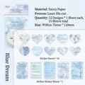 Papel de scrapbooking con diseño de encaje azul y cortes láser, juego de 15 piezas - Fantasía Azul