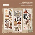 Vintage-Aufkleber-Set zum Thema Kaffee aus PVC für DIY-Planer und Tagebuch-Deko - 3 Blatt / Rohröstung