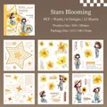 Starry Flower Girl PET Washi Aufkleber Set für Scrapbooking mit 12 Blatt in 6 Designs - Sterne Blühen
