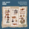 Vintage coffee and chocolate theme PVC transfer stickers with 3 sheets for DIY journaling - 3 Sheets / Ink Shot