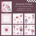 Floral Girl Series PET and Washi paper stickers set for journaling in pink purple tones - Romantic Frames