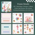 Blumensprache Mädchen Aufkleber Set 12 Blatt PET Washi Papier 100x100mm Dekor - Rahmen Angelegenheiten