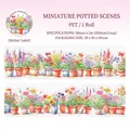 Ruban adhésif PET décoratif avec plantes en pot aquarelle pour scrapbooking DIY 50mm - Paysage en Pot
