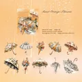 Retro PET umbrella floral stickers Sunset Orange Blossom series for scrapbooking - Sunset Orange Blossom