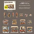 Set de 15 pegatinas de PET vintage tema café para scrapbooking y decoración creativa DIY - Cafetería / 15 Piezas