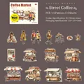 Set de 15 pegatinas PET Street Coffee vintage con carritos y máquinas expendedoras - Café Callejero / 15 Piezas