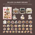 Retro hand-drawn food themed stickers for DIY journals with 40 unique cafe designs - Champs Elysees Dream Food
