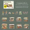 Pegatinas de PET estilo mercado de café camping para decoración de álbumes de recortes DIY - Café de Camping / 15 Piezas