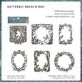 Vintage Relief-Hohlcollage-Karten mit Schmetterlingsmotiven auf weißem Hintergrund - Schmetterling Zweig Knospe