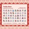 Autocollants vintage Teddy Bear Fairytale pour scrapbooking lot de 100 pièces - Série Conte de Fées Ours en Peluche / Lot de 100