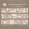 Bohemian PET decorative tape with watercolor green plants and home interior illustrations - Romantic Bohemian