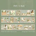 Aesthetic PET tape with watercolor plants and furniture illustrations for journaling - Green Living