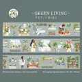 Greenhouse home theme PET decorative tape featuring watercolor plants and Nordic furniture - Green Life