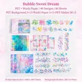 Bubble Sweet Dream watercolor PET washi sticker set with purple floral patterns 80pcs - Bubble Sweet Dream