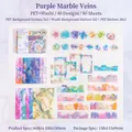 Purple watercolor stone pattern scrapbook stickers with gold foil details and floral accents - Purple Rhyme Stone