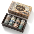 Retro travel themed washi tape set with 18 rolls featuring vintage maps and stamps - Travel Memories