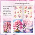 Rosa Sakura Wald PET Aufkleber Set mit Goldfolie Landschaft für Scrapbooking - Nebelrosa Gold