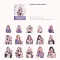 Violet flower theme PET stickers set with 30 pieces of dreamlike girl illustrations - Purple Blue Flowers