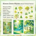 Golden Forest Green Scrapbooking-Aufkleber, 4 Blatt wasserfeste PET Natur-Sticker - Kanamori Ryoyun Grün