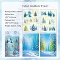 Starry Gold Tree wasserfeste PET-Aufkleber mit Waldlandschaft und 4 Blättern - Sternen-Goldbaum Blau