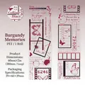 Vintage burgundy PET tape with butterfly and film frame motifs for journaling - Burgundy Memory