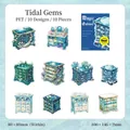 Adesivi in PET a tema oceanico con armadietti blu sott'acqua e illustrazioni di coralli - Gemme di Marea